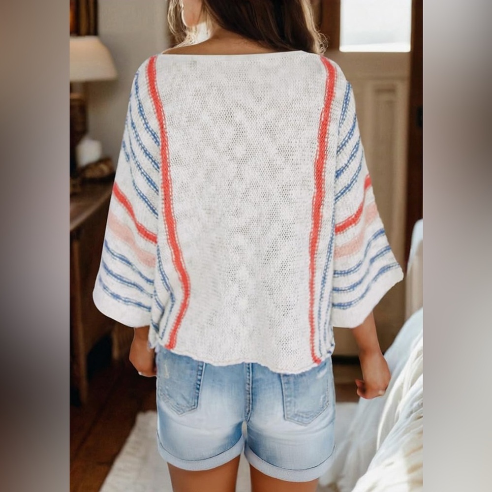 NWOT Dokotoo Color Block Striped Lightweight Cable Knit Sweater - Picture 2 of 6
